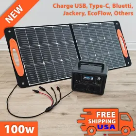 30asolar-10003 30a.solar 100w Portable Panel Foldable With Cables New In Box - Charges Bluetti