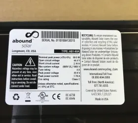Ab1-60a Abound Solar Black Frameless Panels Type 60 W 47 3/4 Inch X 23 9/16 1