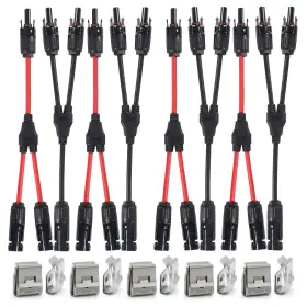 Alamscn 701715458420 4 Pairs Solar Connector Y Branch Parallel Adapter Cable Wire Plug 2 To 1 Male