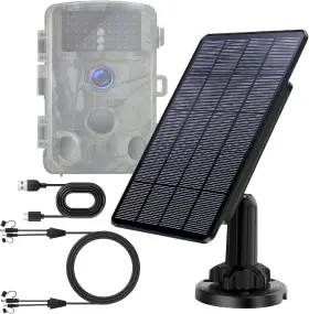 Am 726084836365 Trail Camera Solar Panel With Battery Build-in 4000mah Rechargeable Lithium Ou