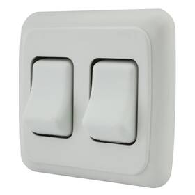 American Technology Components 630991280152 Double Spst On-off Switch With Bezel 12-volt For Rv Trailer Camper White