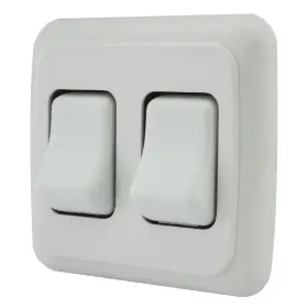 American Technology Components 630991280152 Double Spst On-off Switch With Bezel 12-volt For Rv Trailer Camper White