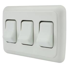 American Technology Components 630991280190 Triple Spst On-off Switch With Bezel 12-volt For Rv Trailer Camper White