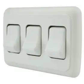American Technology Components 630991280190 Triple Spst On-off Switch With Bezel 12-volt For Rv Trailer Camper White