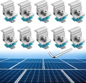 Anbte 744110544343 10pcs Adjustable Solar Panel End Clamp For Unistrut 30-50mm Aluminum Sola