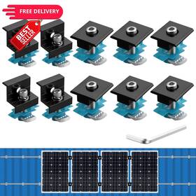 Anbte Abtgr382-us 10 Pcs Solar Panel Mounting Brackets For 1.18 Inch 30mm /1.38 35mm Black
