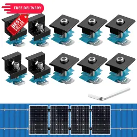 Abtgr382-us Anbte 10 Pcs Solar Panel Mounting Brackets For 1.18 Inch 30mm /1.38 35mm Black