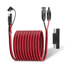 Ansoufien 658361451872 Solar Panel Connectors To Sae Adapter Cable 20ft 10awg Extension