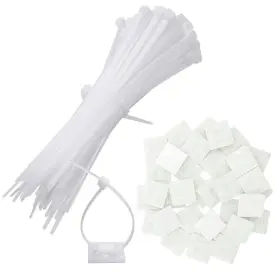 Kly016 Baixikly 100 Pack Adhesive Cable Tie Mount Zip Ties Wraps 150mm X 3.6mm White Self Wir
