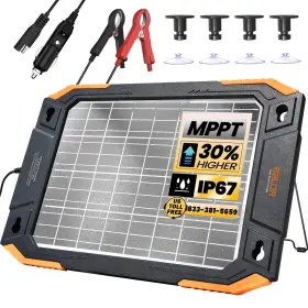 Vr1213 Baldr 12v Solar Battery Charger 13w Waterproof Dual Sided Maintainer