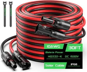 Bateria Power 313023455444 30ft 10awg Solar Panel Extension Cable 6mm Wire With Fem