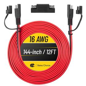 Bates Choice Ibrp001b443npvsq 12ft Sae Extension Cable With Polarity Reverse Adapter - 16awg Solar Wire