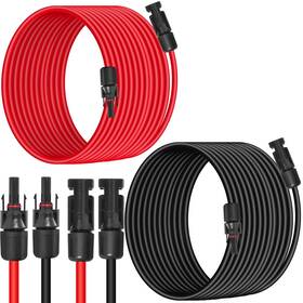 Behaunty 635408135636 10awg 6mm Solar Panel Extension Cable 50ft - Black And Red Heavy Duty Weather