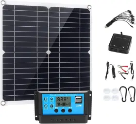 Bitinbi 313028283226 200 Watt Solar Panel Kit 12v Dual 5v Usb Outputs Controller Combo W