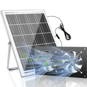 Blessny 785034487620 20w Solar Dual Fan Kit For Outdoor Chicken Coop Powered