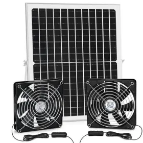 Blessny 785034487736 Solar Dual Fan Kit For Intake Or Exhaust Air 25w Panel Powered