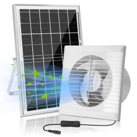 Blessny 785034487842 Solar Powered Exhaust Fan 15w Panel 6 Inch High Speed Ventilatio