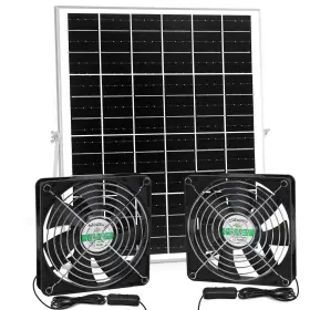 Blessny 785034488030 5.5 Inch Solar Powered Fan Kit 25w Panel With 2 Waterproof Fans