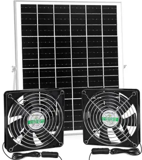 Bl-14-3 Blessny 5.5 Inch Solar Powered Fan Kit 25w Panel With 2 Waterproof Fans For Outsi