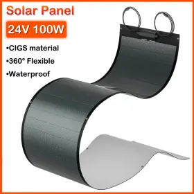 Ise112 Bougerv 100w Cigs Thin-film Flexible Solar Panel W Pre-punched Holes For Camping