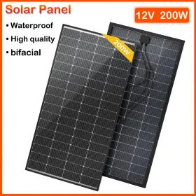 Ise206 Bougerv Bifacial 200w Solar Panel 12v Power Rv Camping Home 23% High-efficiency