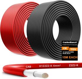 Branded01 313102083018 2x50ft 10awg Tinned Copper Solar Wire For Rv Boat And Pv Systems Red Black Cable