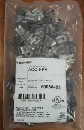 Burndy 621945472938 Acc-fpv - Wiley Pv Clip 2 Wire Stainless Steel 100 Ea