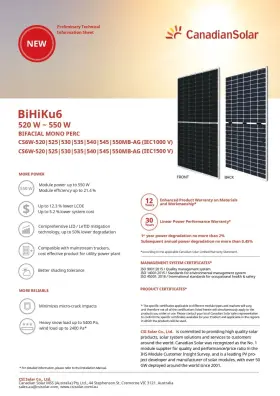Cs6w-535mb-ag Canadian Solar Cs6w-mb-ag 535w Bifacial Panel