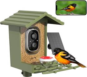 Cbeyook 710694436046 Smart Bird Feeder Camera With Ai Species Identifier Solar Powered 2.5k Hd Vid