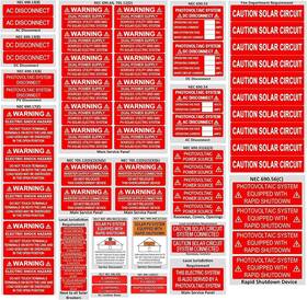 Cdxhome 13133909 62-pack Solar Pv System Label Kit - Code 2020/2023 Compliant Photovoltaic Sticke