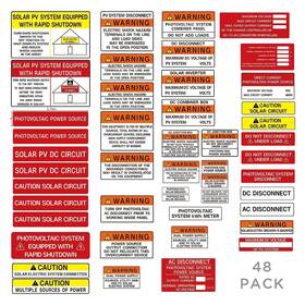 Cdxhome 717016339566 48 Pack Pv Solar System Install Label Kitphotovoltaic Safety Stickersnec 2020