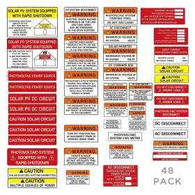 Cdxhome 717016339566 48 Pack Pv Solar System Install Label Kitphotovoltaic Safety Stickersnec 2020