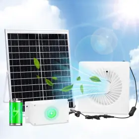 6a-fans Chtoocy Solar Powered Fan Pro W 6000mah Battery Run Day/night 9.8 Inch Exhaust