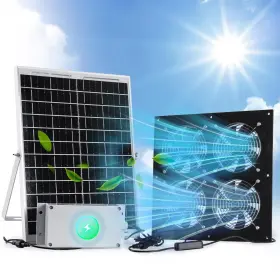 Chtoocy 786411741380 Solar Powered Fan With Rechargeable Battery 25w Panel Exhaust F