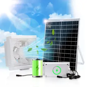 Chtoocy 786411741403 Solar Powered Exhaust Fan With Battery 25w Kits 98 Fans For Chick