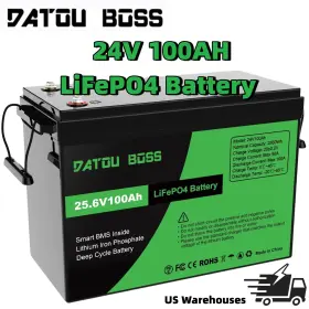 Dt-24v100a-a01 Datouboss 24v 100ah Lifepo4 Battery 15000 Deep Cycles Rv Off-grid Solar Camping 100a Bms