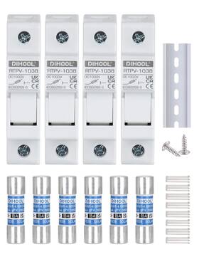 Dihool Rtpv1038s-4x15a 15 Amp Inline Fuse For Solar Connector 4pcs Fuses Holder Din Rail Sol