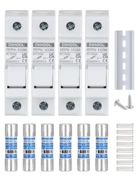 Rtpv1038s-4x15a Dihool 15 Amp Inline Fuse For Solar Connector 4pcs Fuses Holder Din Rail Sol