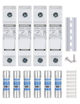 Dihool Rtpv1038s-4x32a 30 Amp Inline Fuse For Solar Connector 4pcs Fuses Holder Din Rail Sol