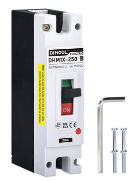 Dihool Usa-dhm1x-1p-200a 200 Amp Dc Breaker 240v Battery Disconnect Switch Thermal Magnetic Trip For