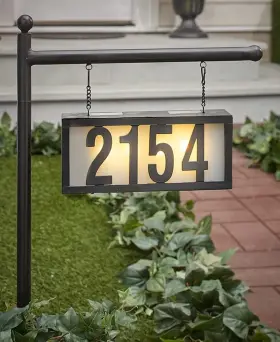 Doinmaster 761594302535 Personalized Solar House Number Sign 50 Options With Warm Led Light Deal