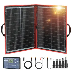Dokio 613852957431 110w 18v Portable Foldable Solar Panel Kit 21x28inch 5.9lb Con