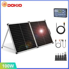 Dokio 682559949384 100w Portable Foldable Glass Solar Panel Kit For Camping/car Battery/home