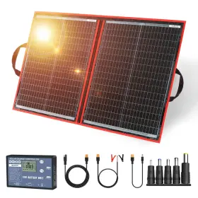 B07vl3xf96 Dokio 100w Portable Foldable Monocrystalline Solar Panel Kit Usb Stand 18.9x26in