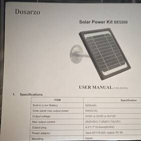 Dosarzo Se5200 Portable Solar Panel Kit 5200mah 5w 5v-12v For Home Garden
