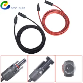 Ea839868su East-auto Solar Panel Extension Cable Wire Connector 1 Pair 12awg 15ft Black Red