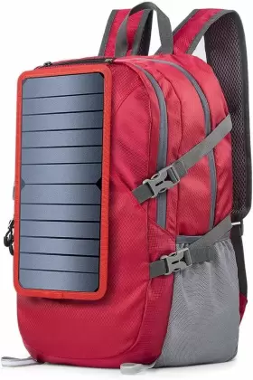 Eceen 796103758787 Solar Backpack Foldable Hiking Daypack With 5v Power Supply Redcolor