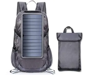 Ece-816 Eceen Solar Backpack Foldable Hiking Daypack With 5v Power Supply Grey