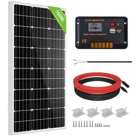 Eco-worthy 810127130678 100 Watt 12 Volt Solar Panel Kit For Rv Battery Boat Trailer Cab Inch