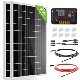 Eco-worthy 810127130869 200 Watts 12 Volt/24 Volt Solar Panel Kit With High Efficiency Mon